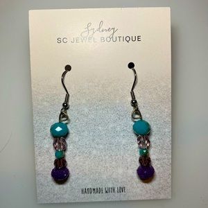 Handmade blue bead earrings